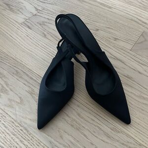 Black sling back kitten heel